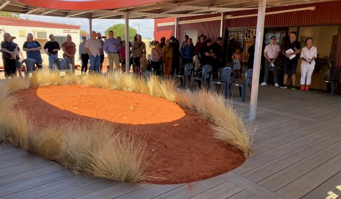 Centre area of new art centre with people all around celebrating the opening.