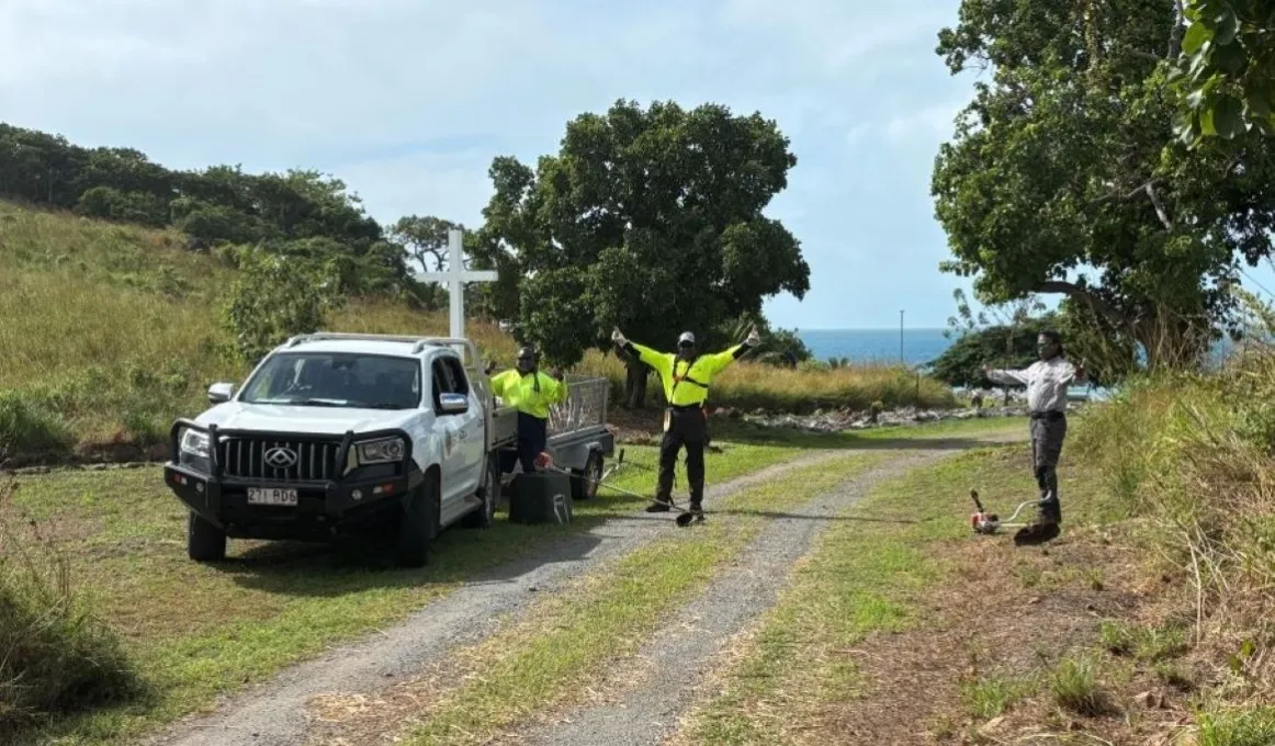 MGK team members Rim, Wigness and Olandi at the London Missionary Society Memorial site