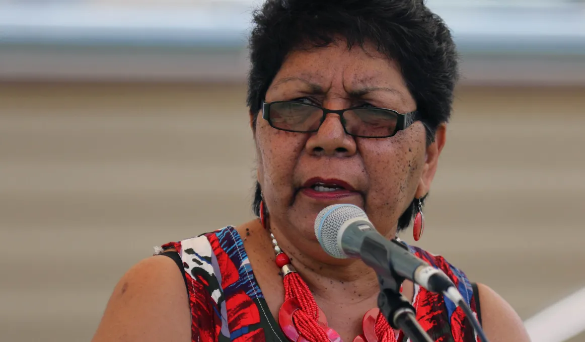 Florence Onus speaking at a Sorry Day event
