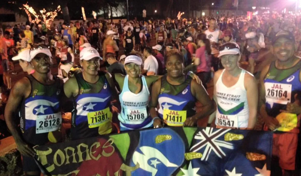 Elsie Seriat (third from right) at the Honolulu Marathon with other members of the Indigenous Marathon Project
