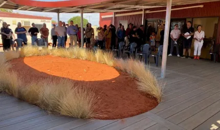 Centre area of new art centre with people all around celebrating the opening.