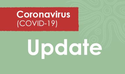 Green tile with the word Update in the middle and above in a red panel, the words Coronavirus (COVID-19).