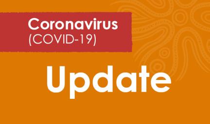 A predominantly orange tile with the words Coronavirus (COVID-19) on a red background and the word Update on the orange.