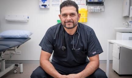 Gabbi Gabbi man Dr Joel Wenitong, who is encouraging Indigenous people to stay healthy and strong by doing a bowel cancer screening test every two years.